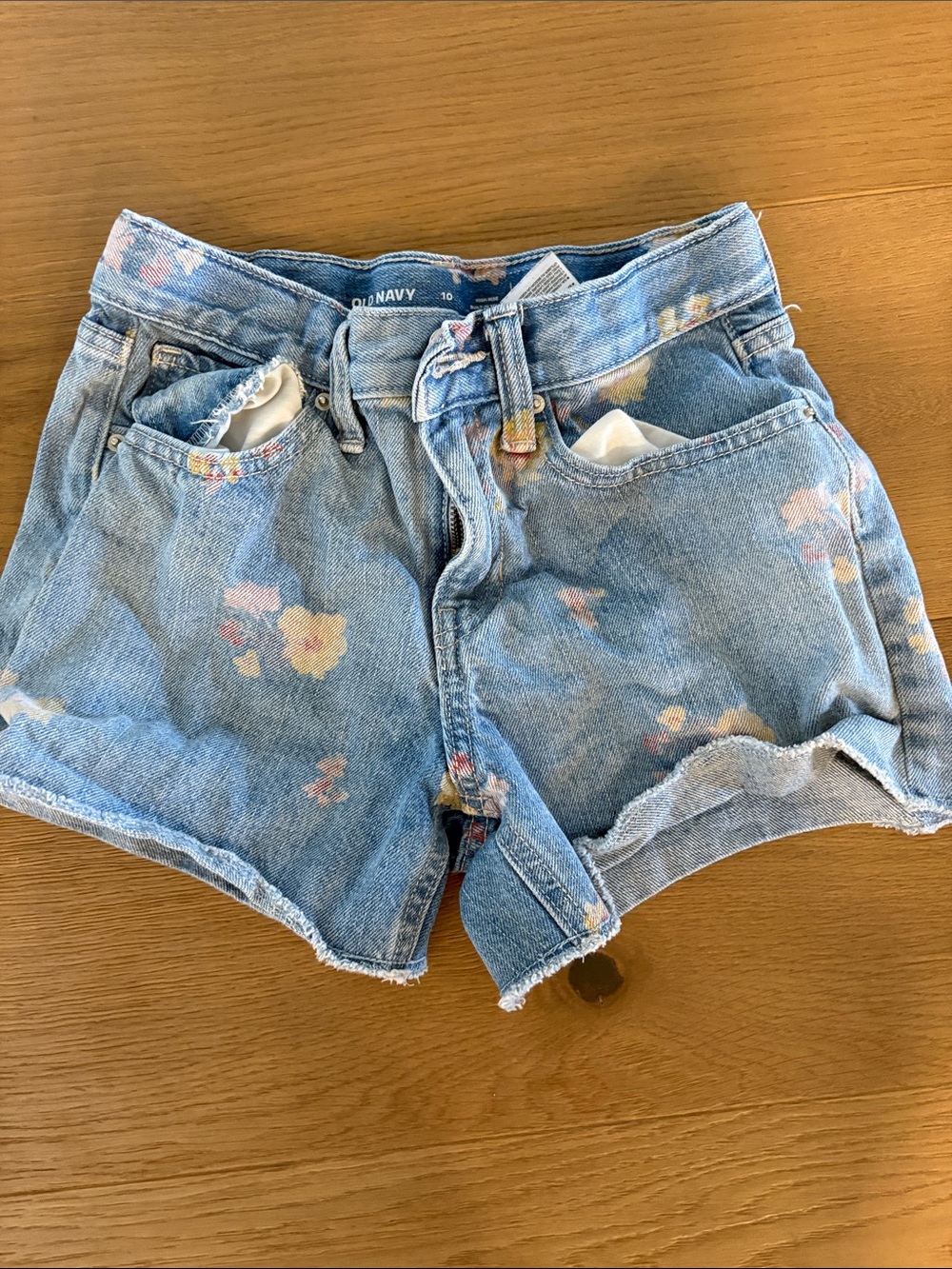 Old Navy Light Blue Denim Floral-Accent Girls Shorts